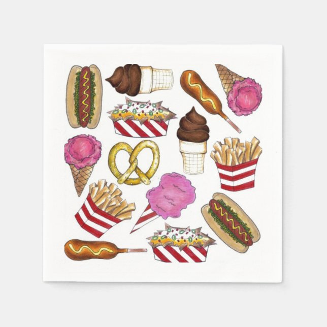 Spring Fair Carnival Festival Foods Corndog Nachos Napkin (Front)