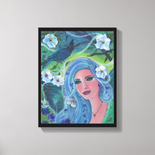 Spring fairy moonflower art by Renee Lavoie Canvas Print