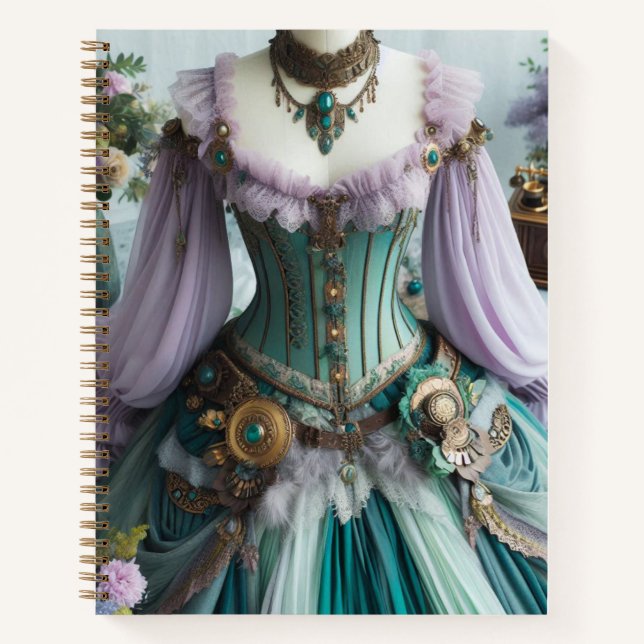 Spring Fairytale Pastel Floral Gown Notebook (Front)