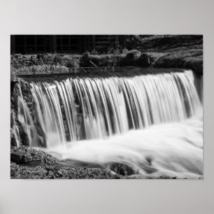 Spring Falls At Hodgson Grayscale Poster