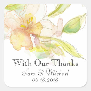 Spring Fantasy Watercolor Floral Wedding Square Sticker