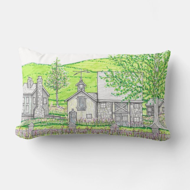 Spring Farm Outdoor Lumbar Pillow (Front)