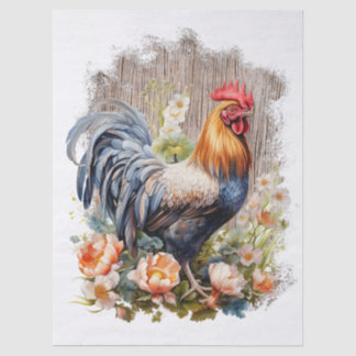 Spring Farm Rooster Watercolor Tissue Paper