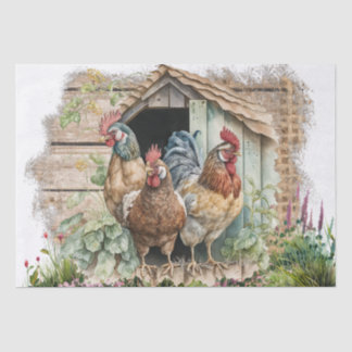 Spring Farm Rooster Watercolor Tissue Paper
