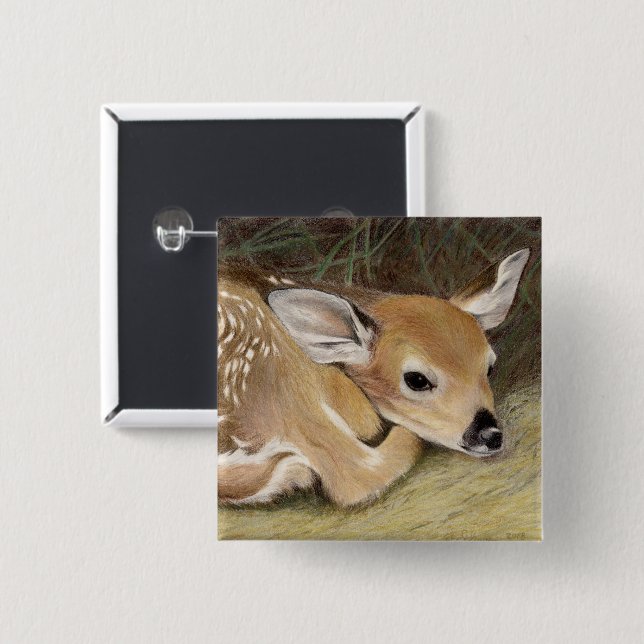 Spring Fawn 15 Cm Square Badge (Front & Back)