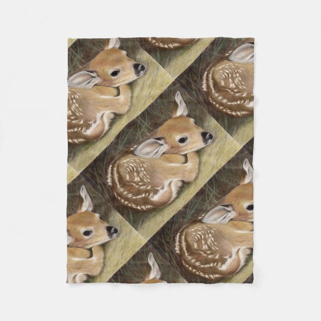 Spring Fawn Fleece Blanket (Front)