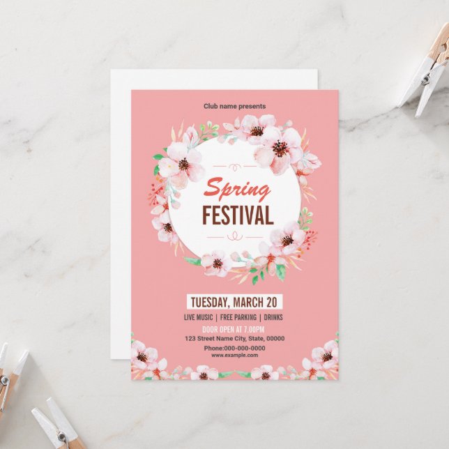 Spring Festival Invitation Flyer Template (Front/Back In Situ)