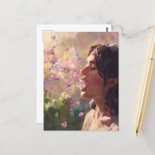 Spring Fever Woman Surreal Postcard