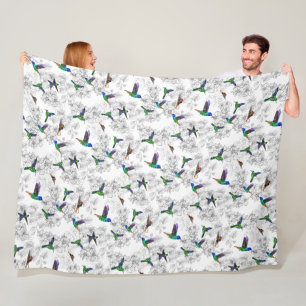 Spring Fleece Blancet Colourful Hummingbird Flying Blanket