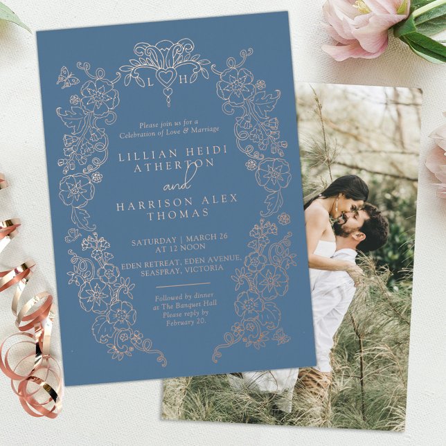 Spring Fleur de lis wedding grey blue  (Creator Uploaded)