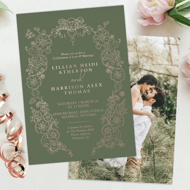 Spring Fleur de lis wedding sage green  (Creator Uploaded)