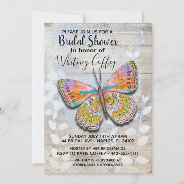 Spring Fling Butterfly Bridal Shower Invitation (Front)