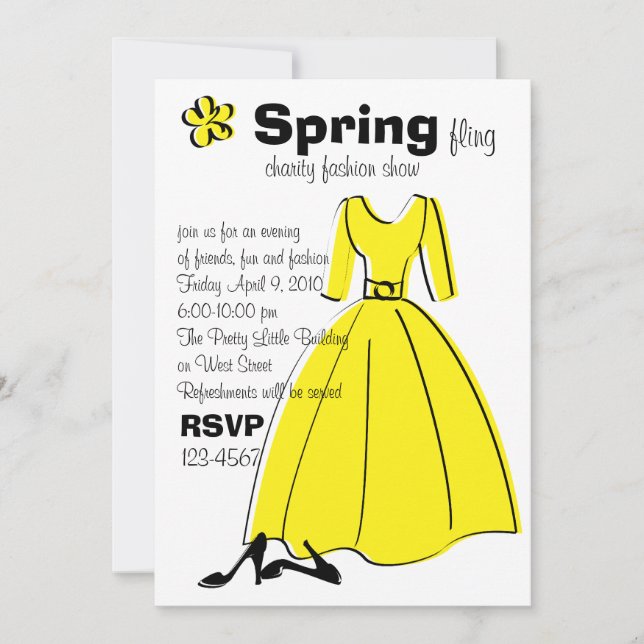 Spring Fling Fashion Illustration Invitation (Front)