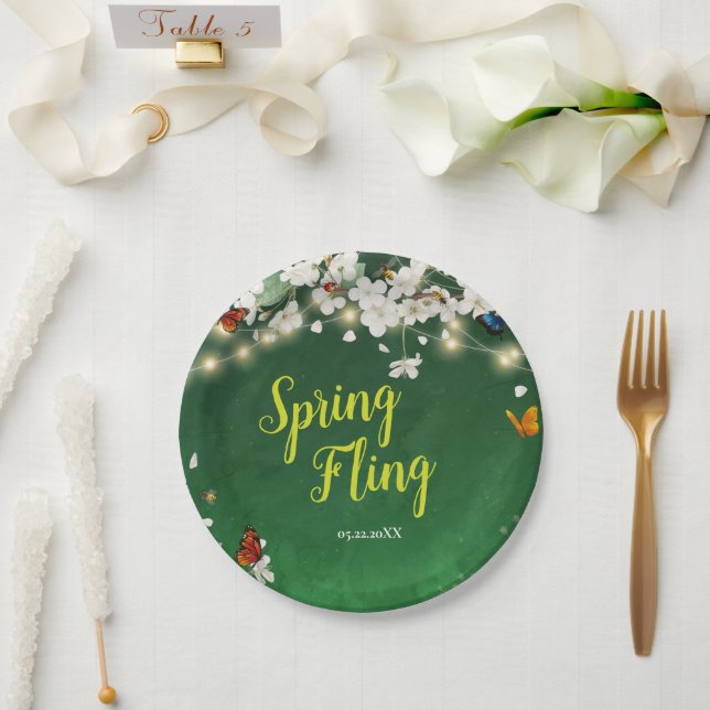 Spring Fling Garden Party Celebration Paper Plate (Wedding)