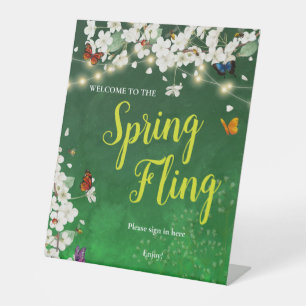 Spring Fling Garden Party Celebration Pedestal Sign