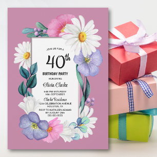 Spring Floral 40th Birthday Party Invitation