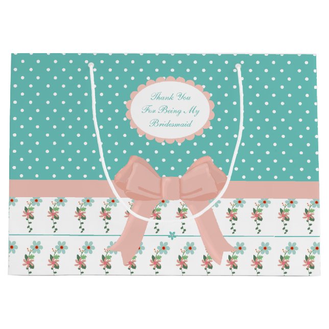 Spring Floral and Polka Dot Large Gift Bag (Front)