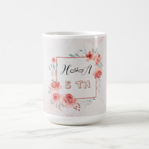 Spring Floral Anniversary   Elegant Modern Wedding Coffee Mug