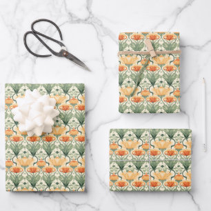 Spring Floral Art Nouveau Wrapping Paper Sheet