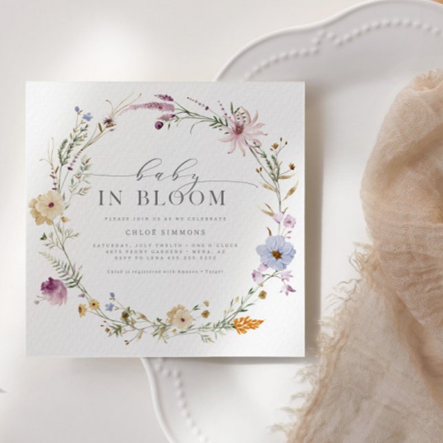 Spring Floral Baby in Bloom Square Baby Shower | Invitation (Creator Uploaded)