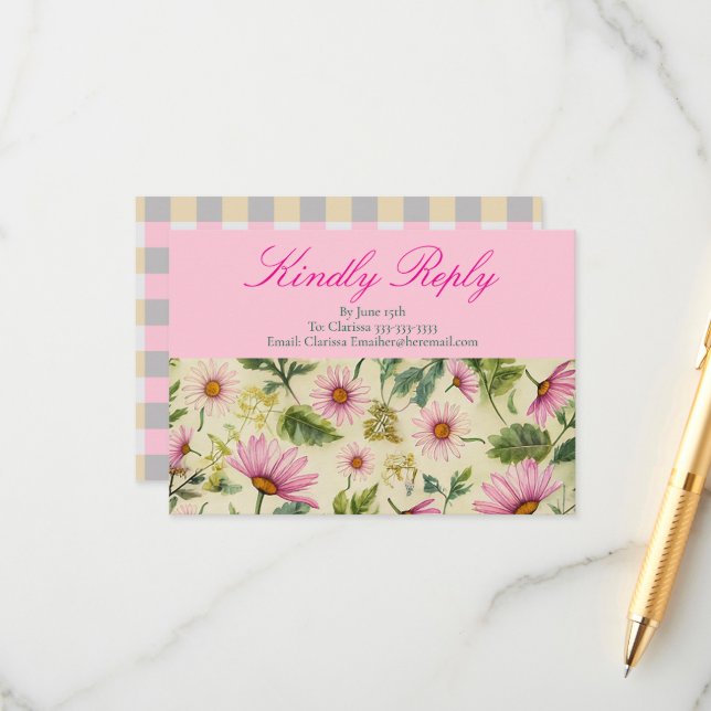 Spring Floral Baby Shower Enclosure Card (Front/Back In Situ)