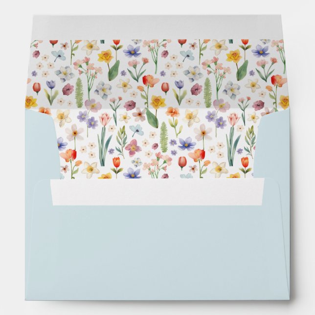 Spring Floral Baby Shower Envelope – Blue  (Back (Bottom))