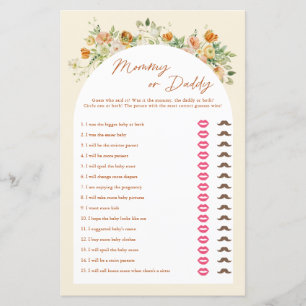 Spring Floral Baby Shower Mummy Or Daddy Game