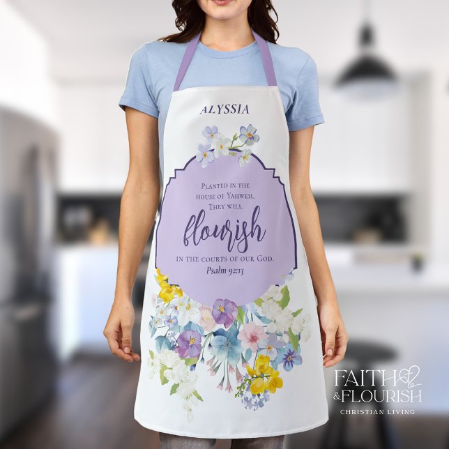 Spring Floral Bible Verse Elegant Personalised Apron (Creator Uploaded)