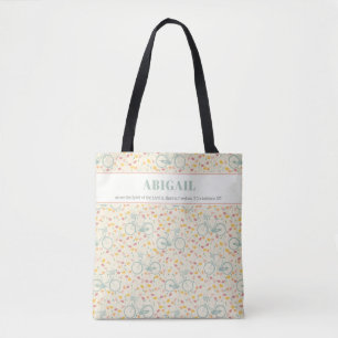 Spring Floral Bike Pattern Bible Verse Tote Bag
