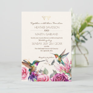  Spring Floral Birds Wedding Invitation
