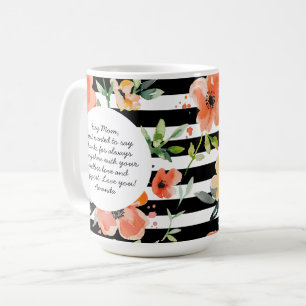 Spring Floral   Black Stripe   Mother's Day Photo Coffee Mug