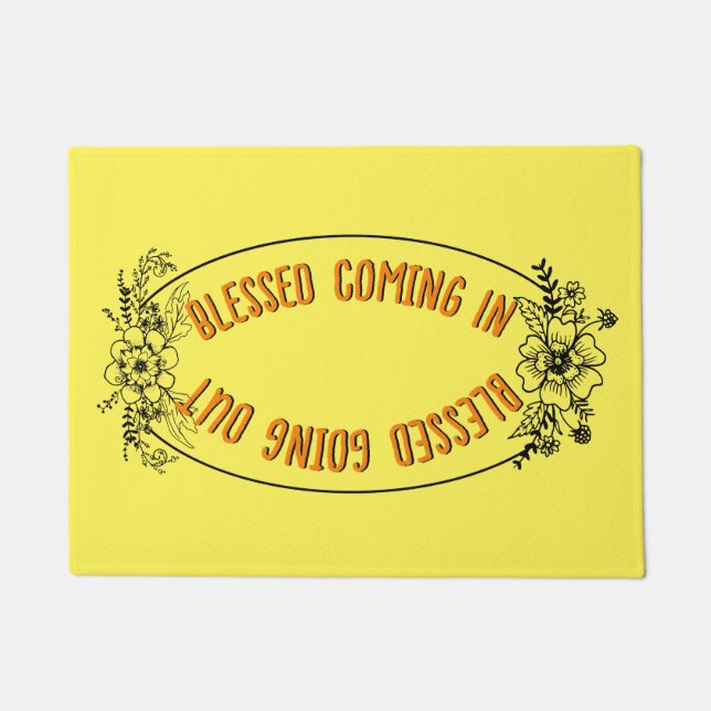Spring Floral Blessed Coming In Blessed Going Out  Doormat (Front)