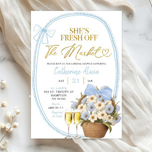 Spring Floral Blue Coquette Daisy Bridal Shower Invitation