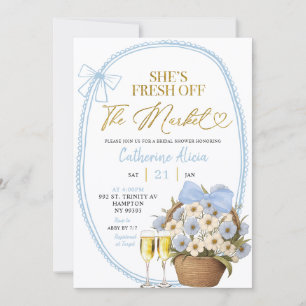 Spring Floral Blue Coquette Daisy Bridal Shower Invitation