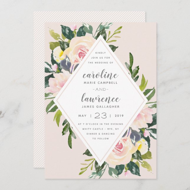 Spring Floral Blush | Wedding Invitation (Front/Back)