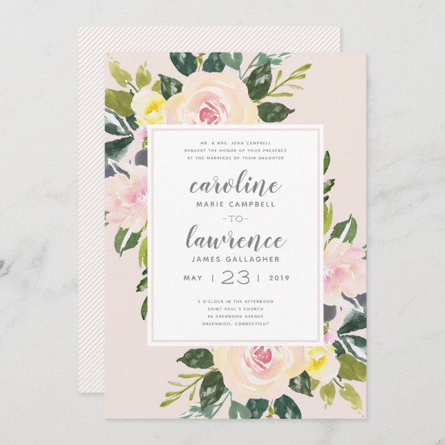 Spring Floral Blush | Wedding Invitation (Front/Back)