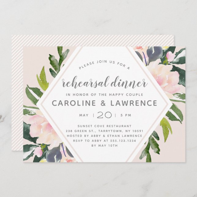 Spring Floral Blush | Wedding Rehearsal Dinner Invitation (Front/Back)