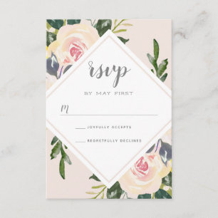 Spring Floral Blush   Wedding RSVP Card