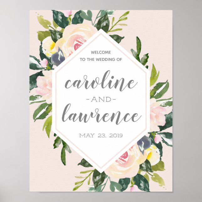 Spring Floral Blush | Wedding Welcome Sign (Front)