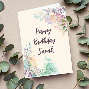 Spring floral botanical colourful birthday card