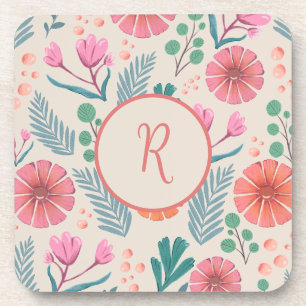 Spring Floral Botanical Pattern Colorful Coaster