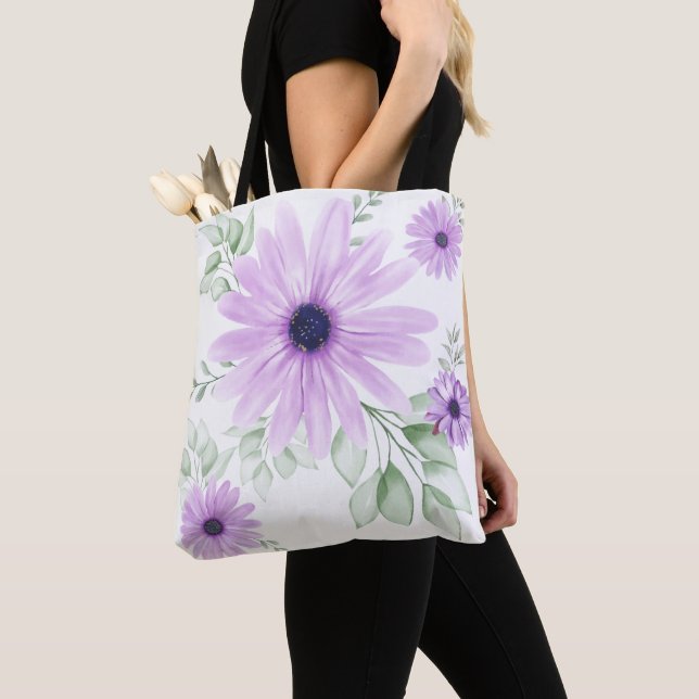 Spring Floral Botanical Pattern Colourful Tote Bag (Close Up)