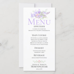 Spring Floral Bouquet  Wedding Menu