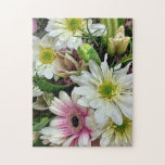 Spring Floral Bouquet with Daisies Jigsaw Puzzle<br><div class="desc">This puzzle features a beautiful photo of a bouquet of spring flowers including white daisies and pink asters.</div>
