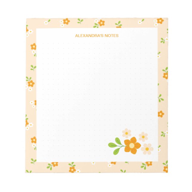 Spring Floral Bouquets Personalised Dotted Notepad (Front)