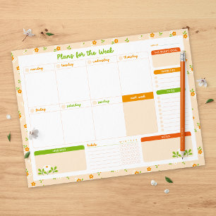 Spring Floral Bouquets Weekly Monday Start Planner Notepad