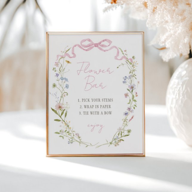 Spring Floral Bow Wreath Flower Bar Poster (Creator Uploaded)