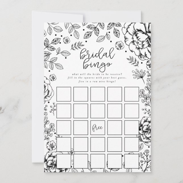 Spring Floral Bridal Shower Bingo Game Card (Front)