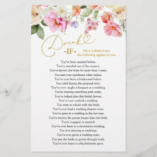 Spring Floral Bridal Shower Drink If Game Cards
