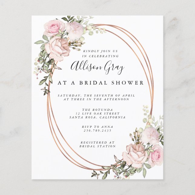Spring Floral Bridal Shower Invitation  (Front)